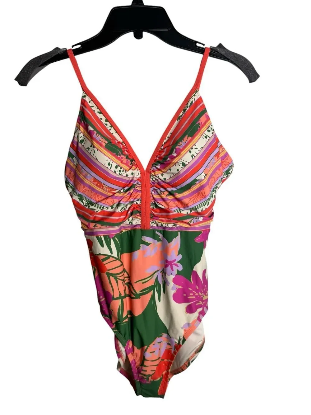 Tribal 7004XX-3562-XIX Palms-Flatten It Gathered Swimsuit-Cartagena M NWT